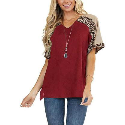 Top informal de manga corta con estampado de leopardo de Isabella Sol