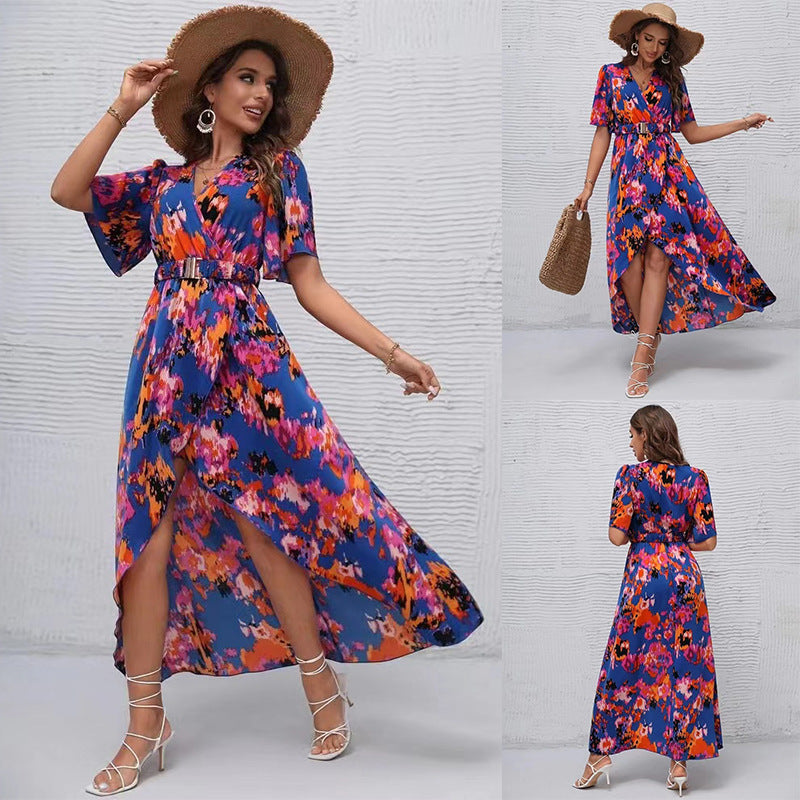 Vestido asimétrico con escote en V de Isabella Sol.