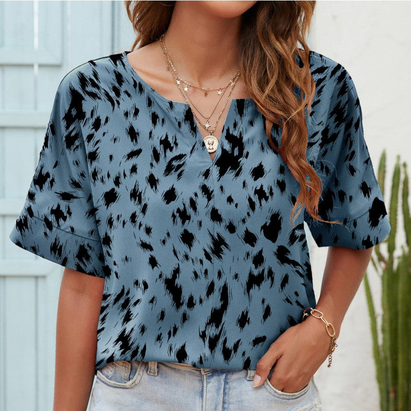 Top estampado con cuello en V para uso diario de Isabella Sol