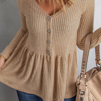 Cozy Knit V-Neck Blouse Isabella Sol