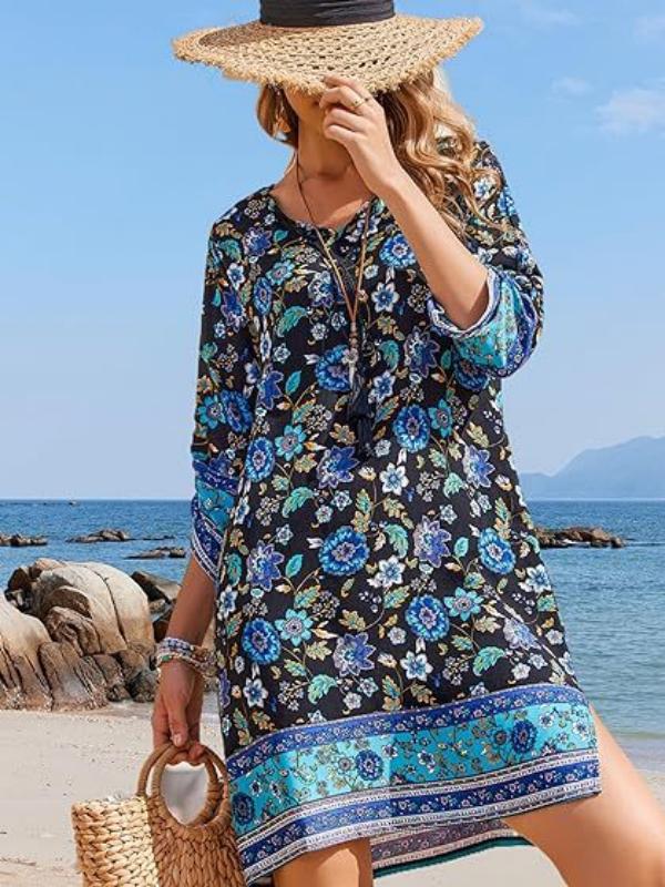 Minivestido bohemio floral con borlas de Isabella Sol