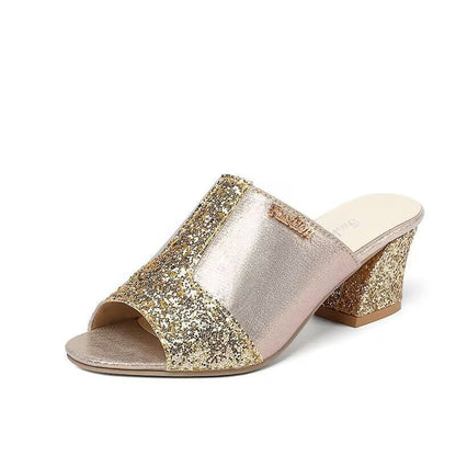 Sandalias Isabella Sol Plus con tacón grueso y brillo