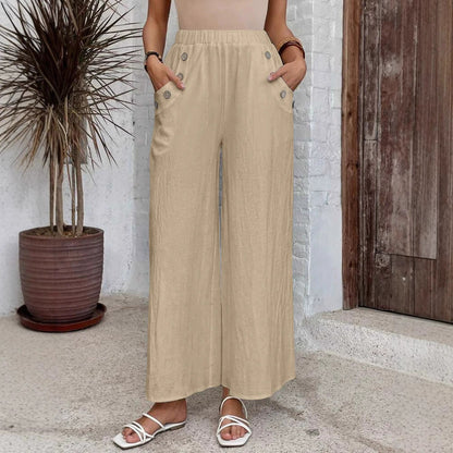 Pantalones holgados de talle alto y pierna ancha de Isabella Sol.
