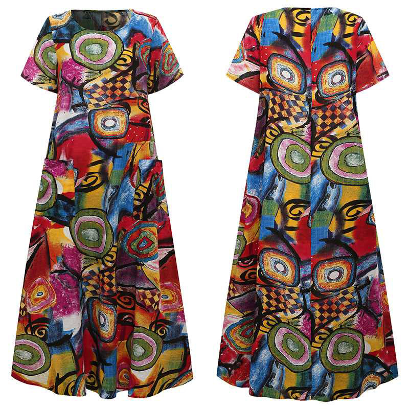Vestido largo Isabella Sol Swing con estampado vibrante