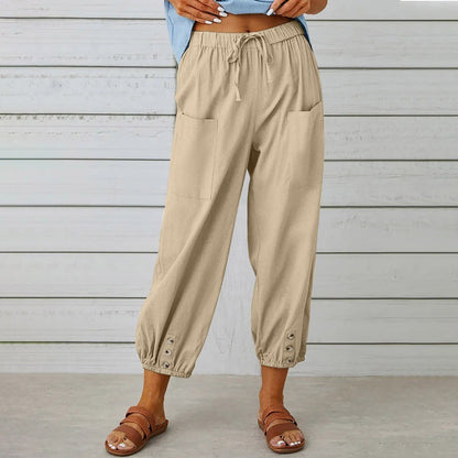 Pantalones holgados de algodón y lino de Isabella Sol