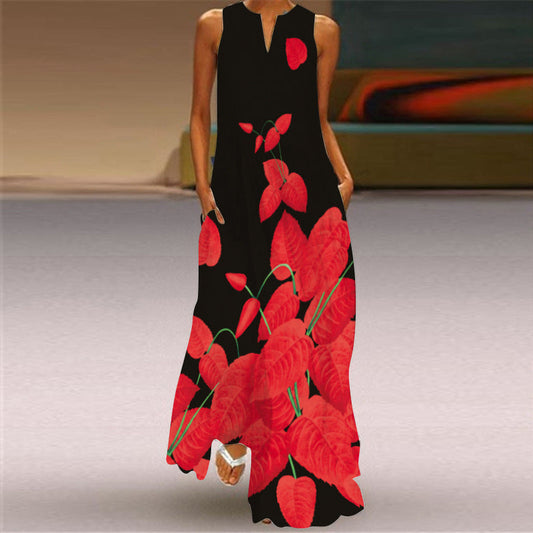 Vestido largo estampado vibrante sin mangas de Isabella Sol