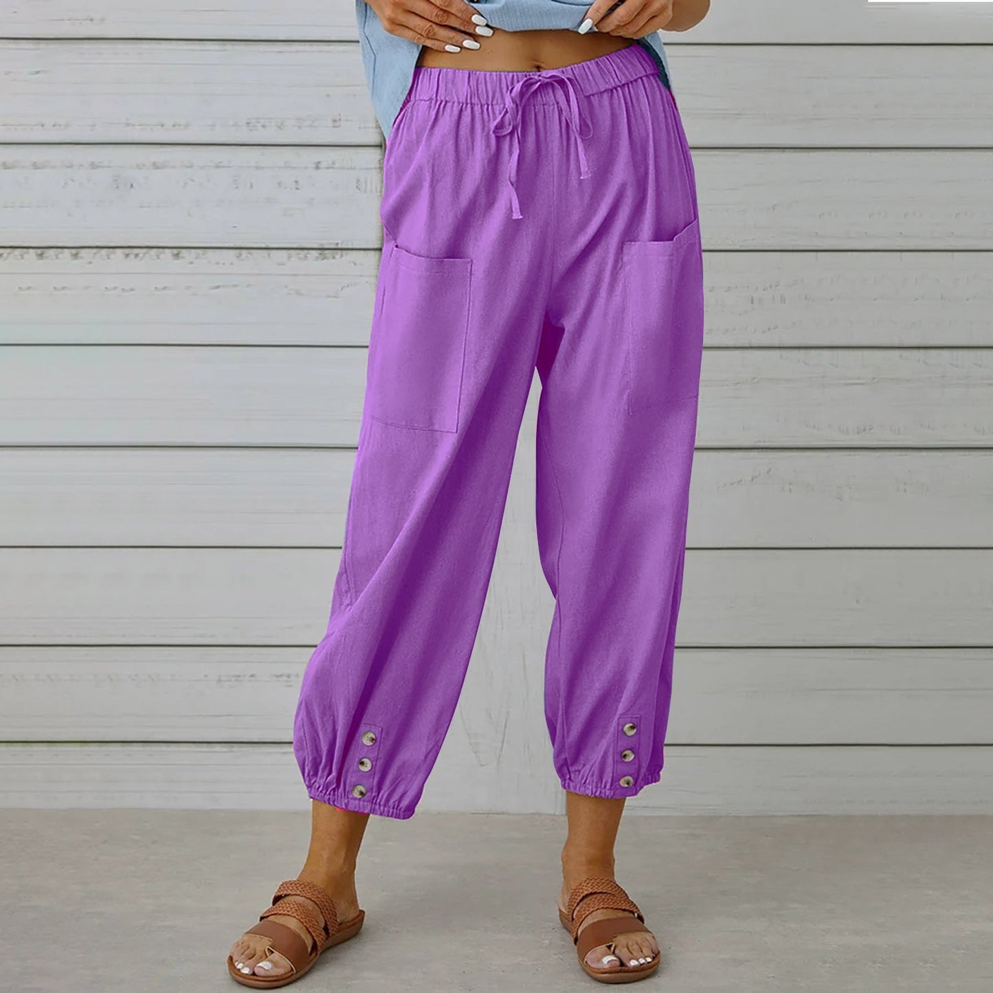 Pantalones holgados de algodón y lino de Isabella Sol