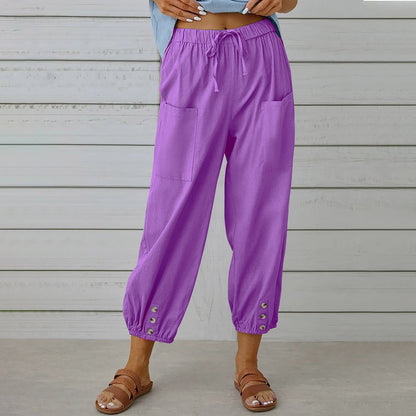 Pantalones holgados de algodón y lino de Isabella Sol