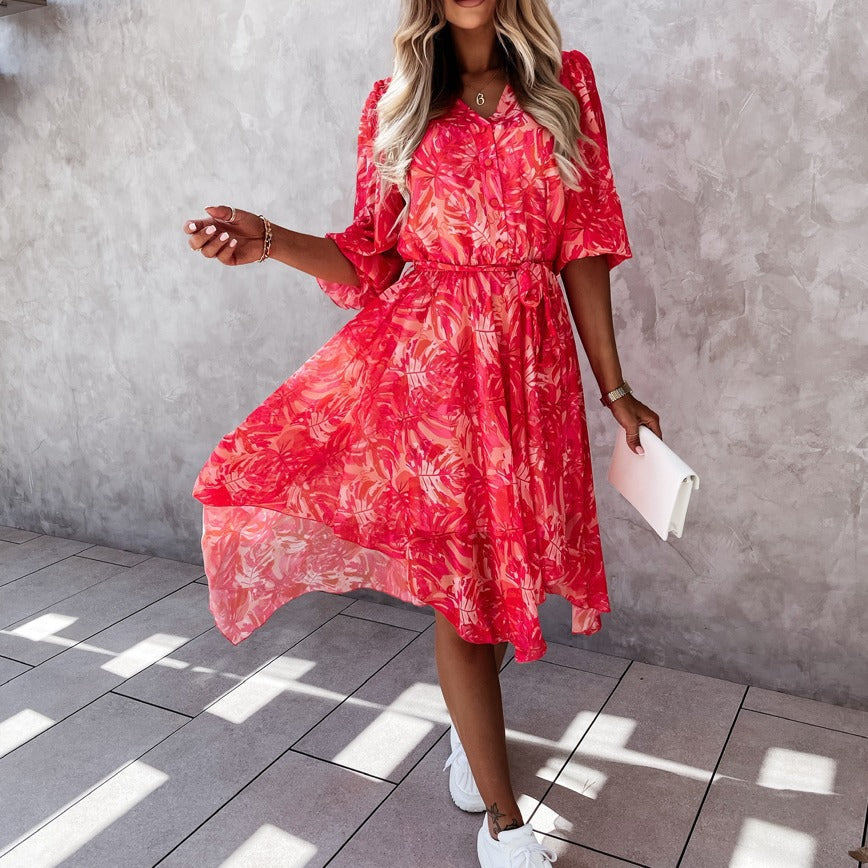 Vestido midi irregular con estampado floral de Isabella Sol