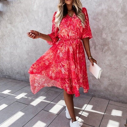 Vestido midi irregular con estampado floral de Isabella Sol