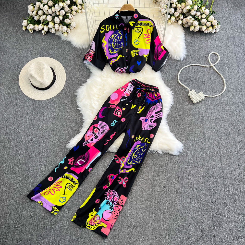 Conjunto holgado de verano para mujer con estampado vibrante de Isabella Sol