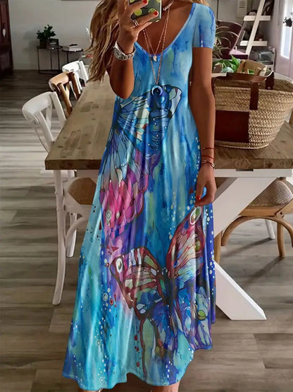 Vestido largo Isabella Sol con estampado de mariposas bohemias
