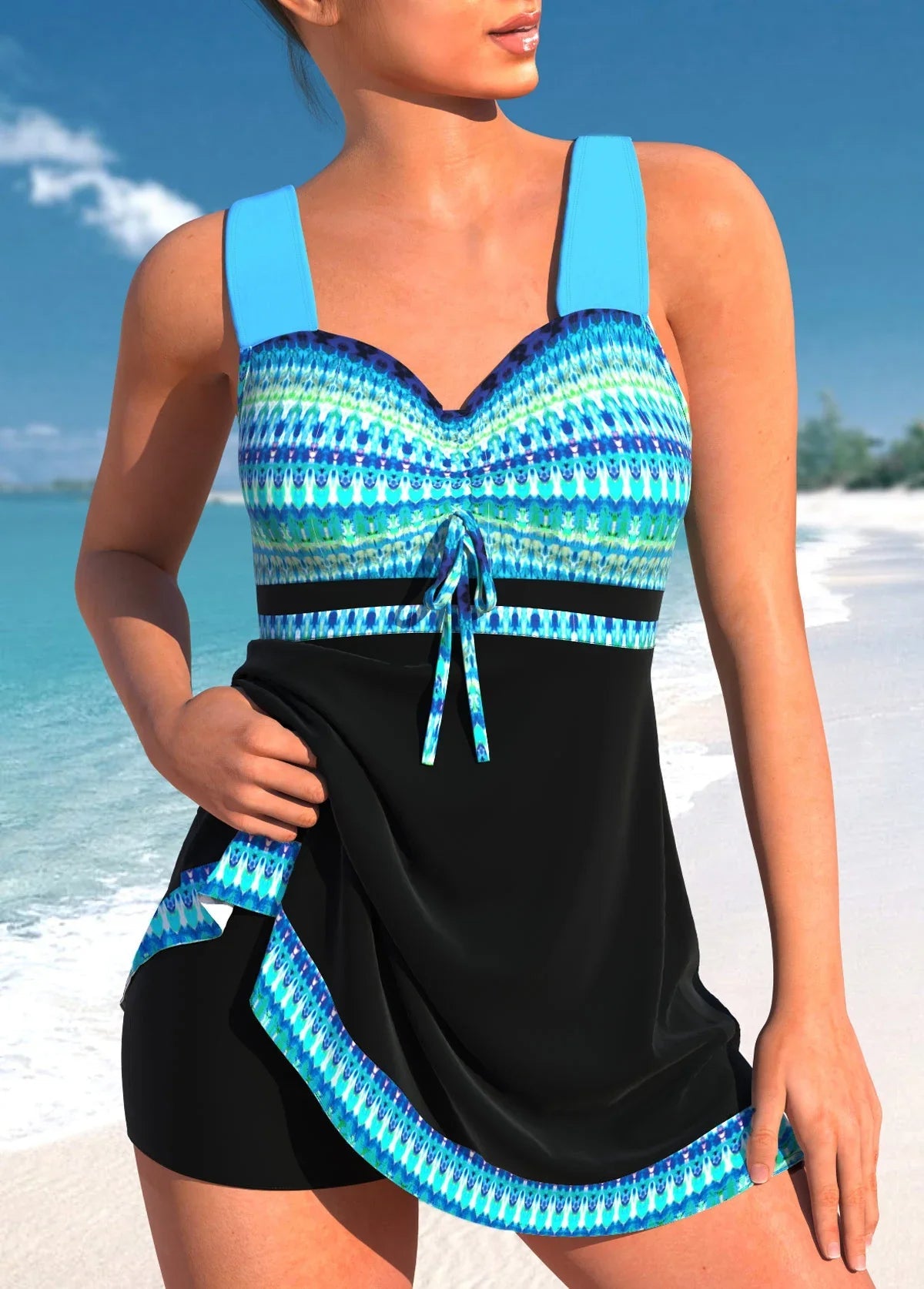 Bikini elegante de talla grande con falda dividida de Isabella Sol