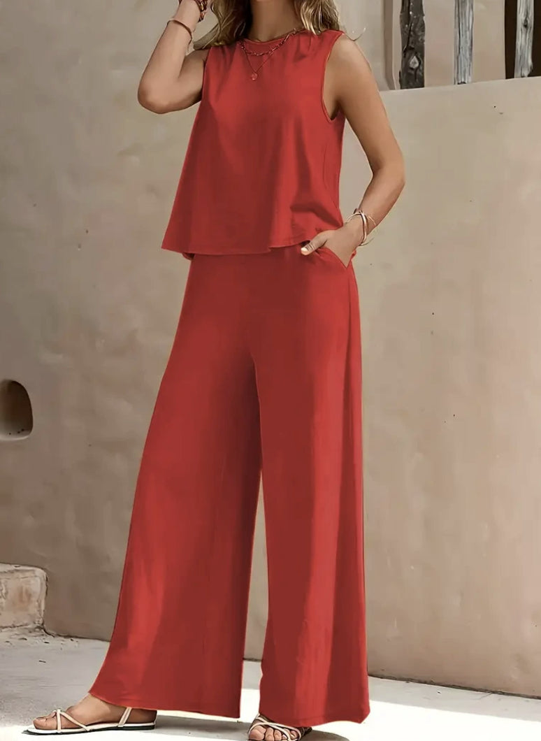 Elegante conjunto holgado de algodón de Isabella Sol.