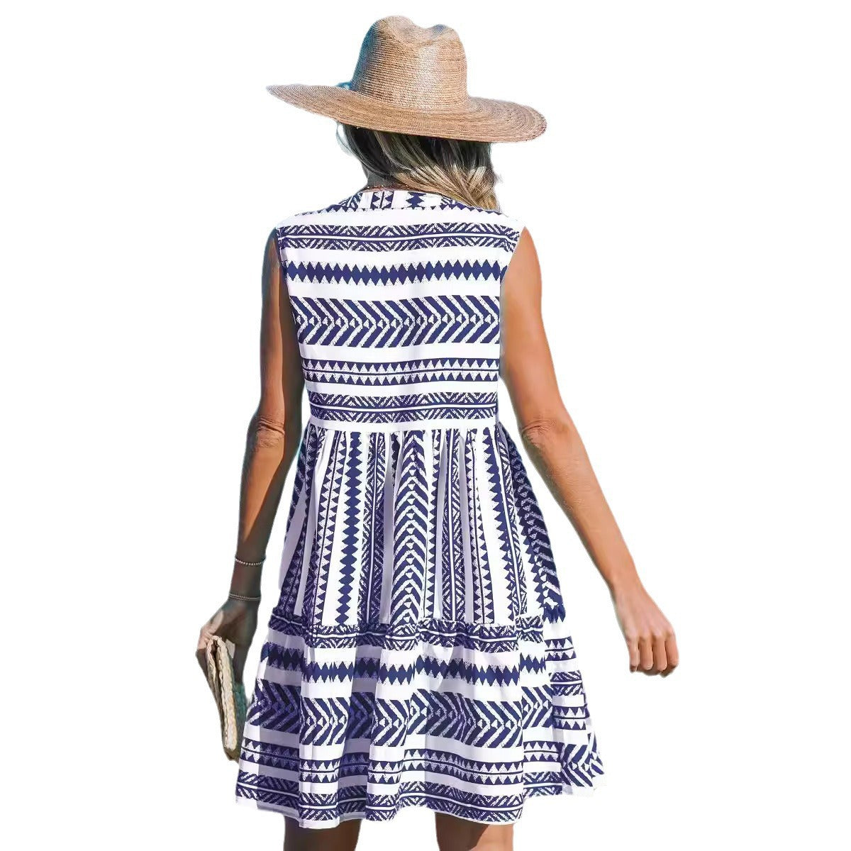 Vestido midi con escote en V de Isabella Sol con estampado vibrante