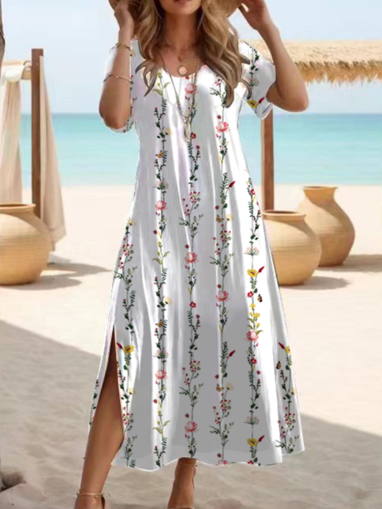 Elegante vestido largo con abertura de Isabella Sol