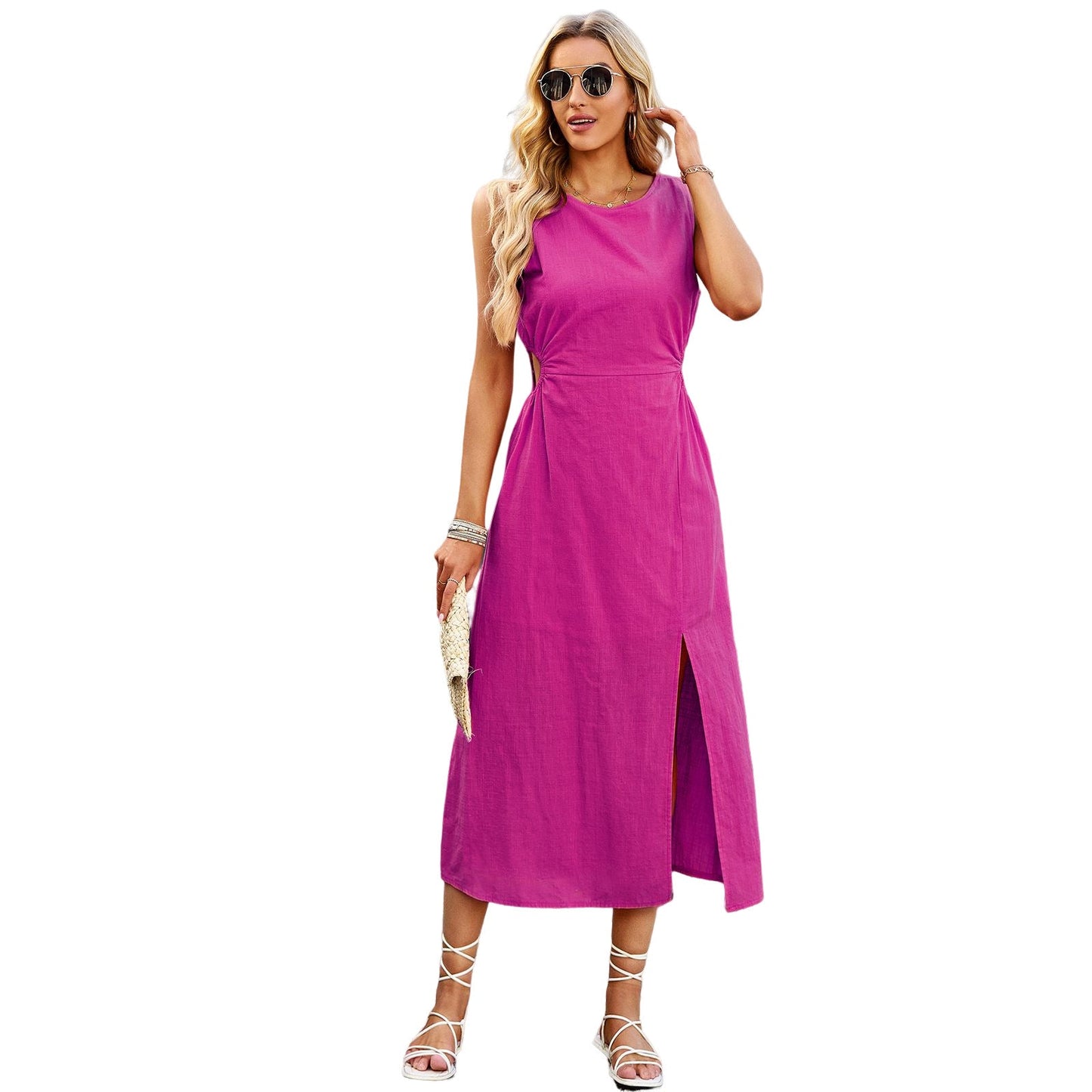 Elegante vestido midi sin mangas de Isabella Sol para verano