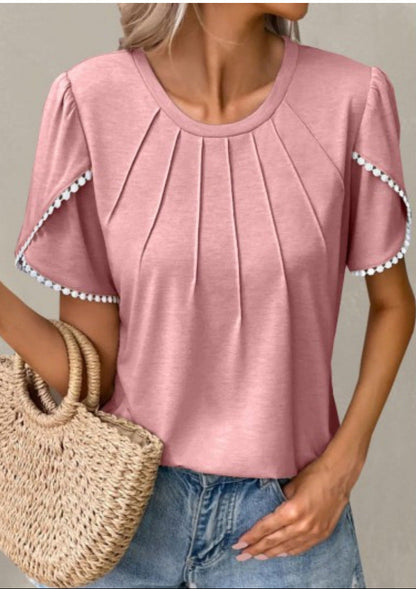 Camiseta de verano elegante de Isabella Sol con mangas tipo tulipán