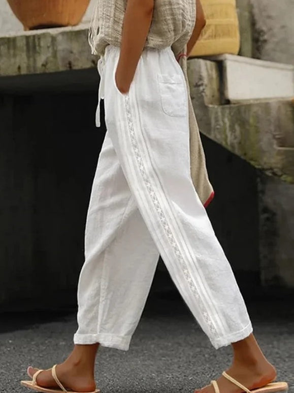 Elegantes pantalones cortos de algodón y lino de Isabella Sol