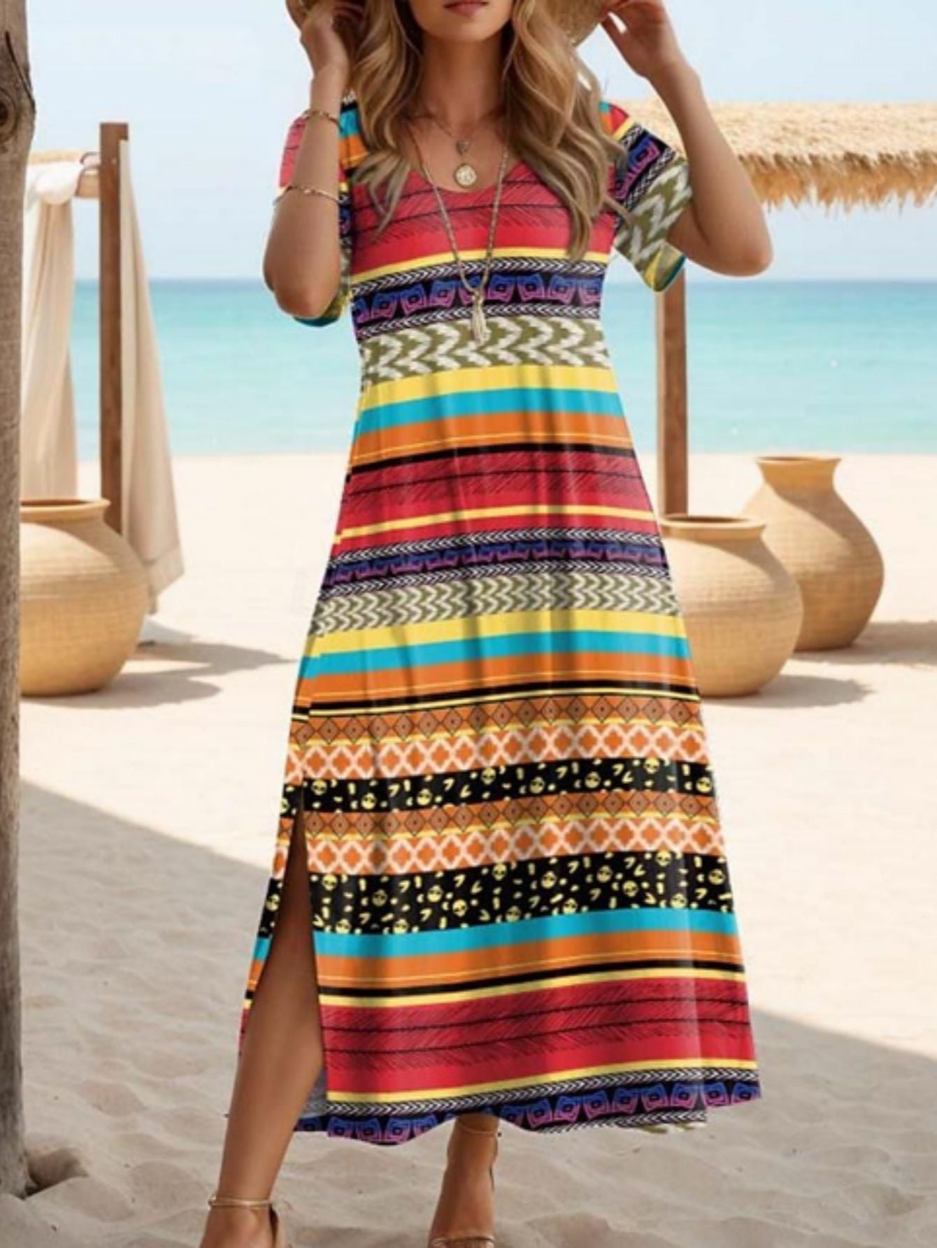 Elegante vestido largo con abertura de Isabella Sol