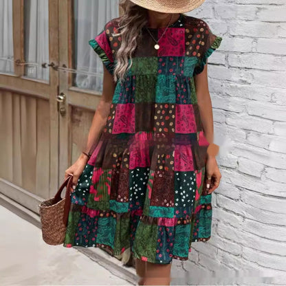 Vestido midi de verano estilo boho patchwork de Isabella Sol
