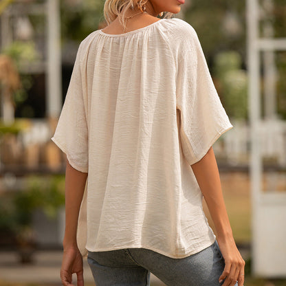 Elegante top de manga corta con cuello cuadrado de Isabella Sol