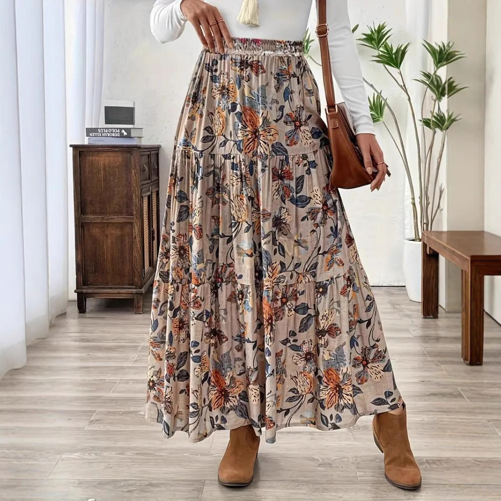 Falda midi Isabella Sol con estampado floral bohemio