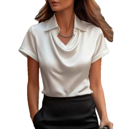 Blusa elegante de satén con escote barco de Isabella Sol.