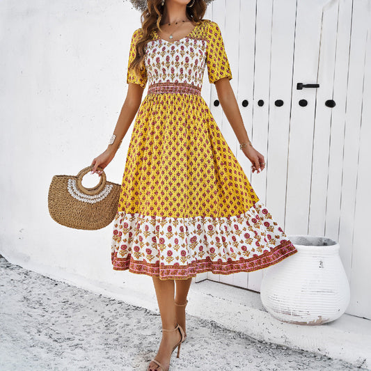 Vestido midi de verano estampado estilo bohemio de Isabella Sol