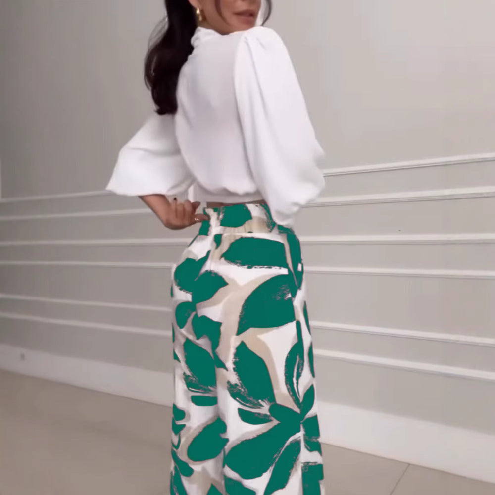 Conjunto de pantalón ancho informal de manga tres cuartos para mujer de Socialite