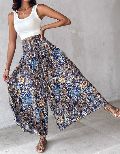 Pantalones anchos con estampado floral retro de Isabella Sol