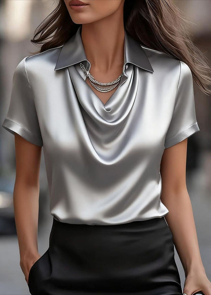 Blusa elegante de satén con escote barco de Isabella Sol.