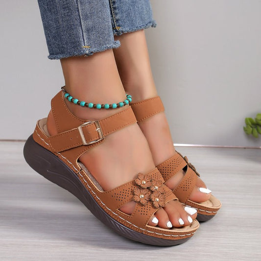 Floral Comfort Wedge Sandals by Isabella Sol