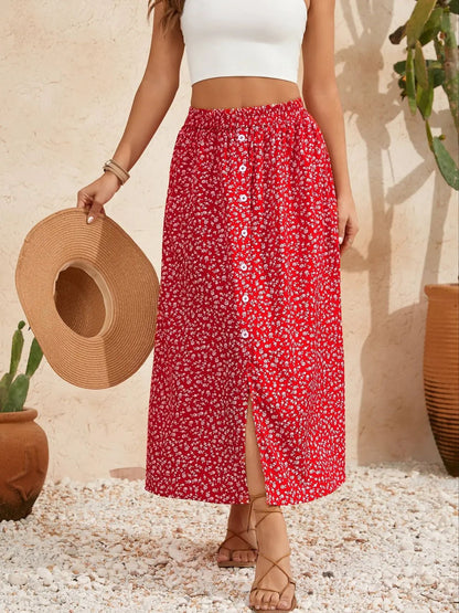 Falda de corte A con estampado floral pastoral de Isabella Sol.
