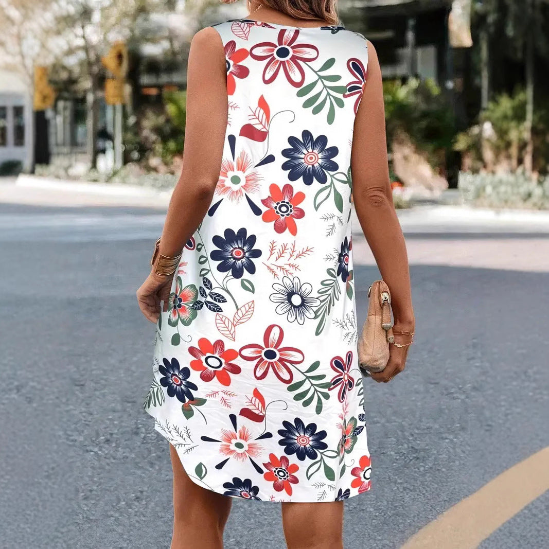Vestido sin mangas de corte A con estampado floral de Isabella Sol.