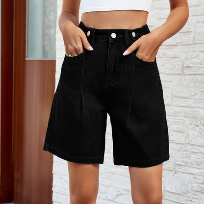 Pantalones cortos vaqueros con cintura ajustable de Isabella Sol para mujer