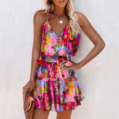 Vestido con escote en V y estampado floral vibrante de Isabella Sol.