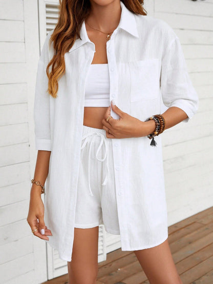 Conjunto de camisa de algodón elegante, estilo casual de Isabella Sol.