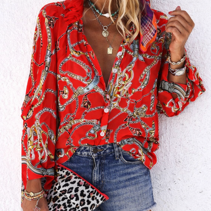 Blusa elegante estampada de manga larga de Isabella Sol