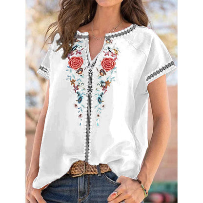 Top de manga corta con estampado étnico de Isabella Sol