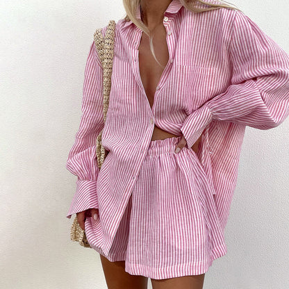 Conjunto de algodón a rayas, estilo Isabella Sol, inspirado en Pinterest.
