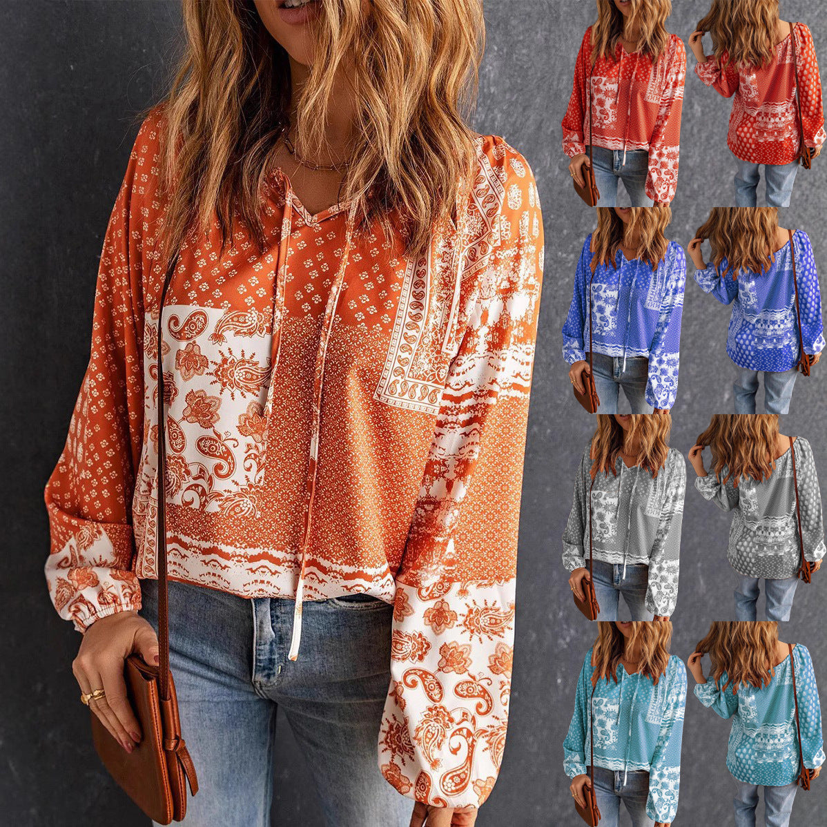 Boho Print Isabella Sol Long Sleeve Blouse