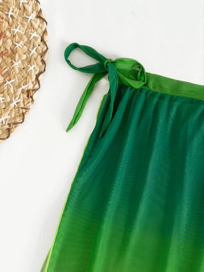 Conjunto de bikini de tres piezas Isabella Sol con degradado verde
