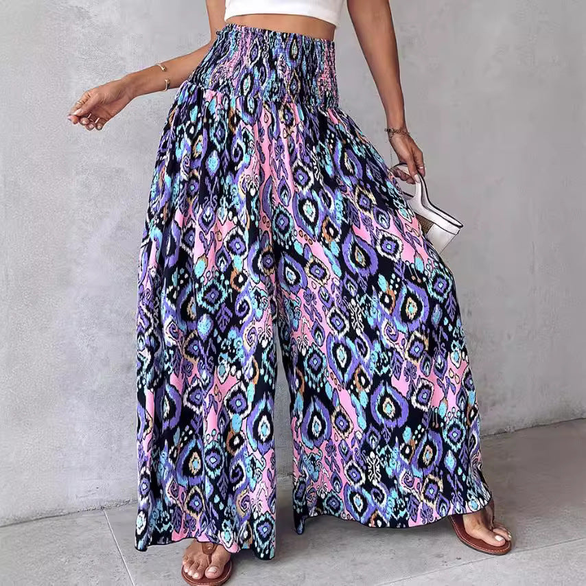 Pantalones anchos con estampado floral retro de Isabella Sol