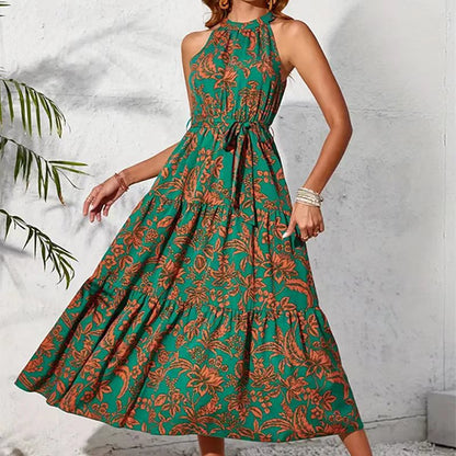 Vestido de verano sin mangas con estampado floral bohemio de Isabella Sol