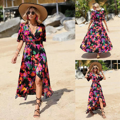 Vestido asimétrico con escote en V de Isabella Sol.
