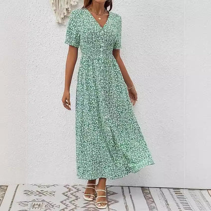 Elegante vestido con escote en V y abertura lateral de Isabella Sol.