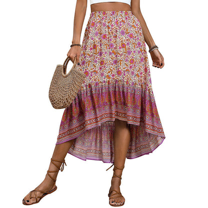 Falda de algodón de corte A con estampado floral bohemio de Isabella Sol