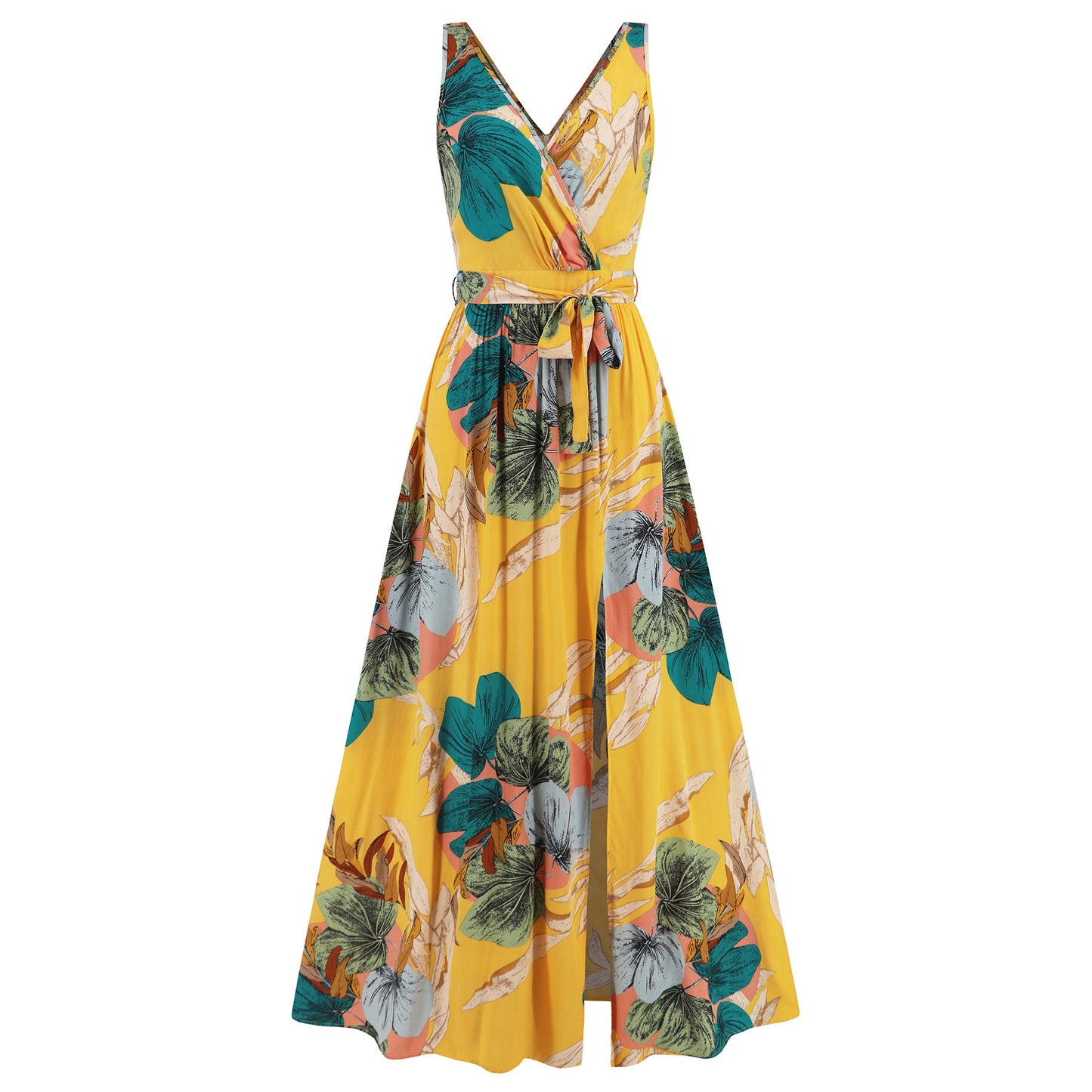 Vestido largo floral con escote en V de Isabella Sol
