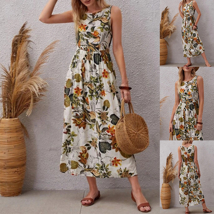 Vestido de algodón con estampado floral y corte en A de Isabella Sol.